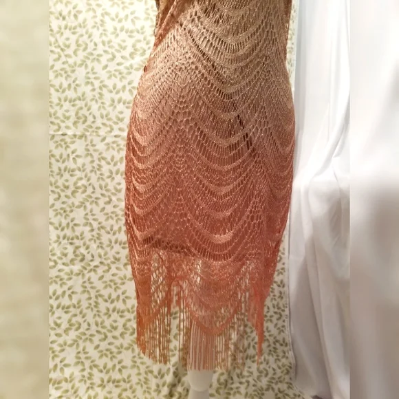 Blush pink flapper style tassel dress - Picture 2 of 2